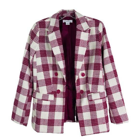 Liz Claiborne Jackets & Blazers - NEW Liz Claiborne pink white check button wool preppy office tweed blazer 2P
